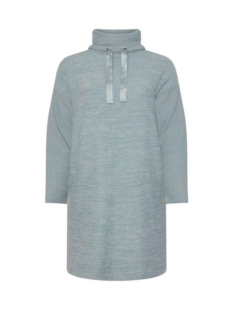 Yours Curve Blue Soft Touch Hoodie Dress - Image 5 of 5