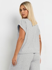 Yours Curve Grey Limited Cowl Neck Ribbed Top - Image 3 of 5