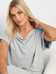 Yours Curve Grey Limited Cowl Neck Ribbed Top - Image 4 of 5