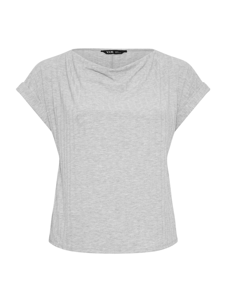 Yours Curve Grey Limited Cowl Neck Ribbed Top - Image 5 of 5 Yours Curve Grey Limited Cowl Neck Ribbed Top - Image 5 of 5