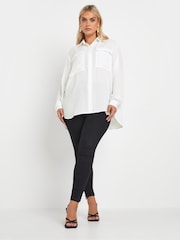 Yours Curve White Long Sleeve Hammered Utility Shirt - Image 2 of 5