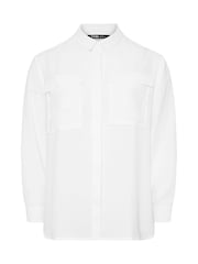 Yours Curve White Long Sleeve Hammered Utility Shirt - Image 5 of 5