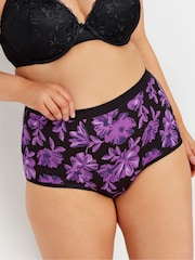 Yours Curve Purple Stretch Floral Print Full Briefs 5 Packs - Image 2 of 8