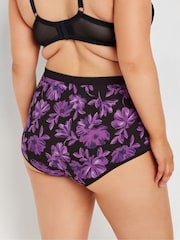 Yours Curve Purple Stretch Floral Print Full Briefs 5 Packs - Image 3 of 8