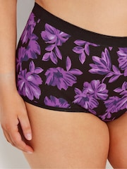 Yours Curve Purple Stretch Floral Print Full Briefs 5 Packs - Image 4 of 8