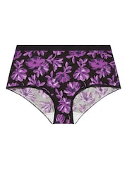 Yours Curve Purple Stretch Floral Print Full Briefs 5 Packs - Image 6 of 8