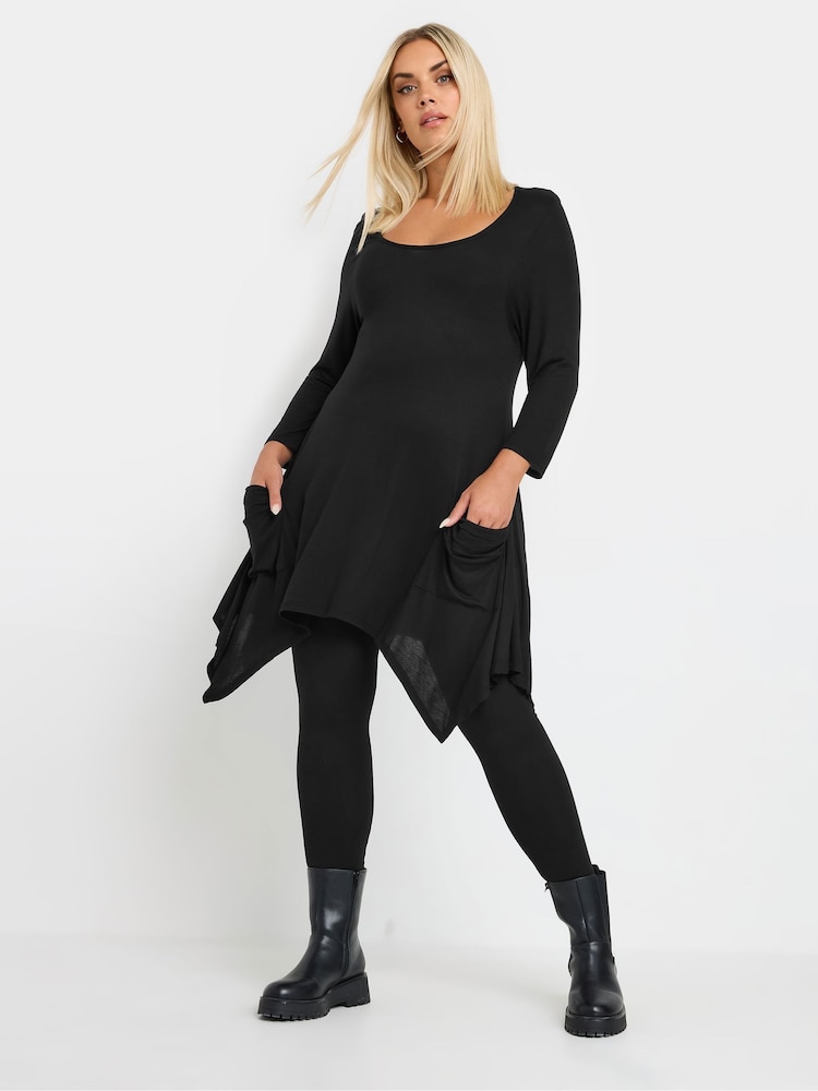 Yours Curve Black Asymmetric Pocket Hem Tunic - Image 1 of 4
