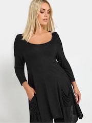 Yours Curve Black Asymmetric Pocket Hem Tunic - Image 3 of 4