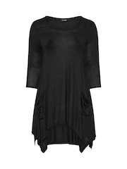 Yours Curve Black Asymmetric Pocket Hem Tunic - Image 4 of 4