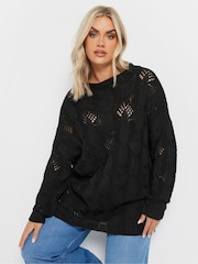 Negru - Jumper Pointelle Cable Yours Curve - Image 1 of 5