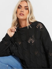 Negru - Jumper Pointelle Cable Yours Curve - Image 4 of 5