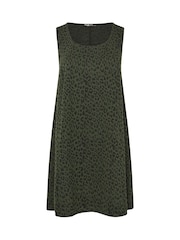 Yours Curve Green Pinafore Jaquard Animal Print A-Line Dress - Image 5 of 5