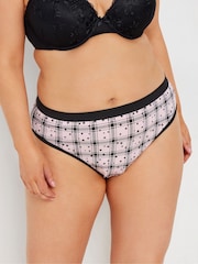 Yours Curve Pink Stretch Star Check High Leg Briefs 5 Packs - Image 2 of 9