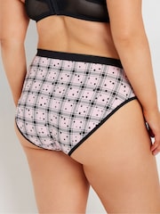 Yours Curve Pink Stretch Star Check High Leg Briefs 5 Packs - Image 3 of 9