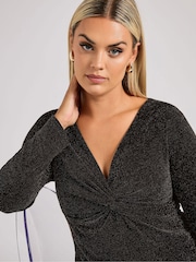 Yours Curve Gold London Metallic Knot Front Top - Image 5 of 6