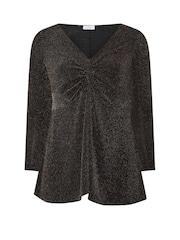 Yours Curve Gold London Metallic Knot Front Top - Image 6 of 6