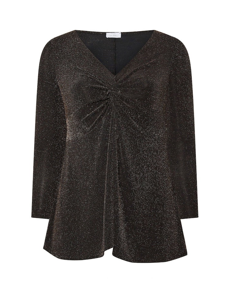 Yours Curve Gold London Metallic Knot Front Top - Image 6 of 6