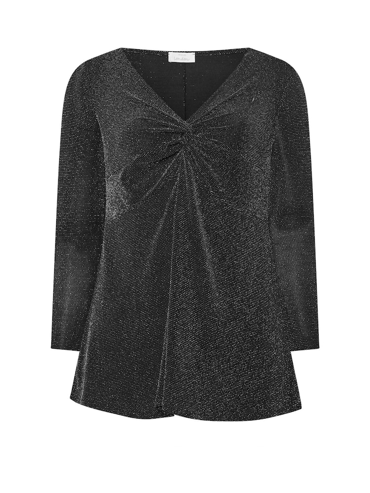 Yours Curve Silver London Metallic Knot Front Top - Image 5 of 5