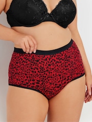 Yours Curve Red Stretch Animal Print Stars Full Briefs 5 Pack - Image 2 of 8