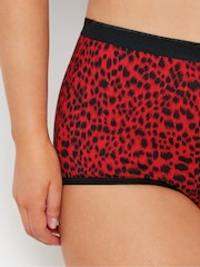 Yours Curve Red Stretch Animal Print Stars Full Briefs 5 Pack - Image 4 of 8