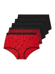 Yours Curve Red Stretch Animal Print Stars Full Briefs 5 Pack - Image 5 of 8