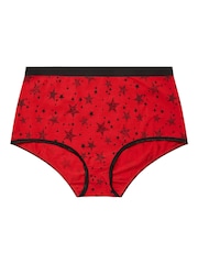 Yours Curve Red Stretch Animal Print Stars Full Briefs 5 Pack - Image 7 of 8