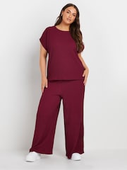 Yours Curve Red Limited Bubble Rex Trousers - Image 2 of 5