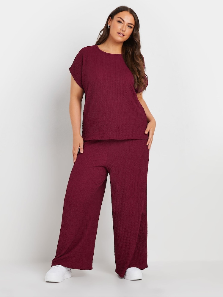 Yours Curve Red Limited Bubble Rex Trousers - Image 2 of 5