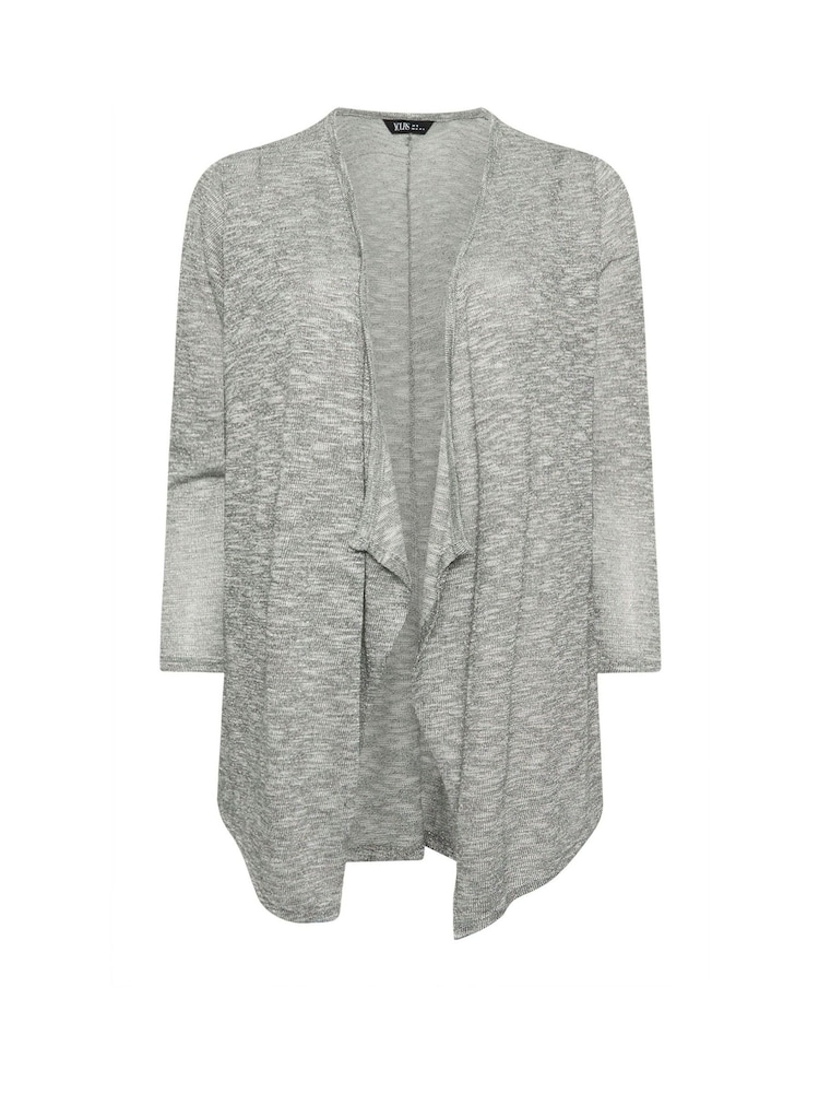 Yours Curve Grey Waterfall Metallic Cardigan - Image 5 of 5 Yours Curve Grey Waterfall Metallic Cardigan - Image 5 of 5