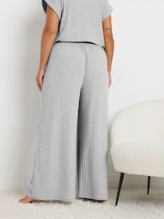 Yours Curve Grey Limited Ribbed Wide Leg Trousers - Image 3 of 4