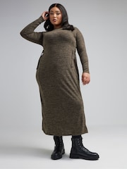 Yours Curve Brown Limited Collection Marl Maxi Dress - Image 1 of 5
