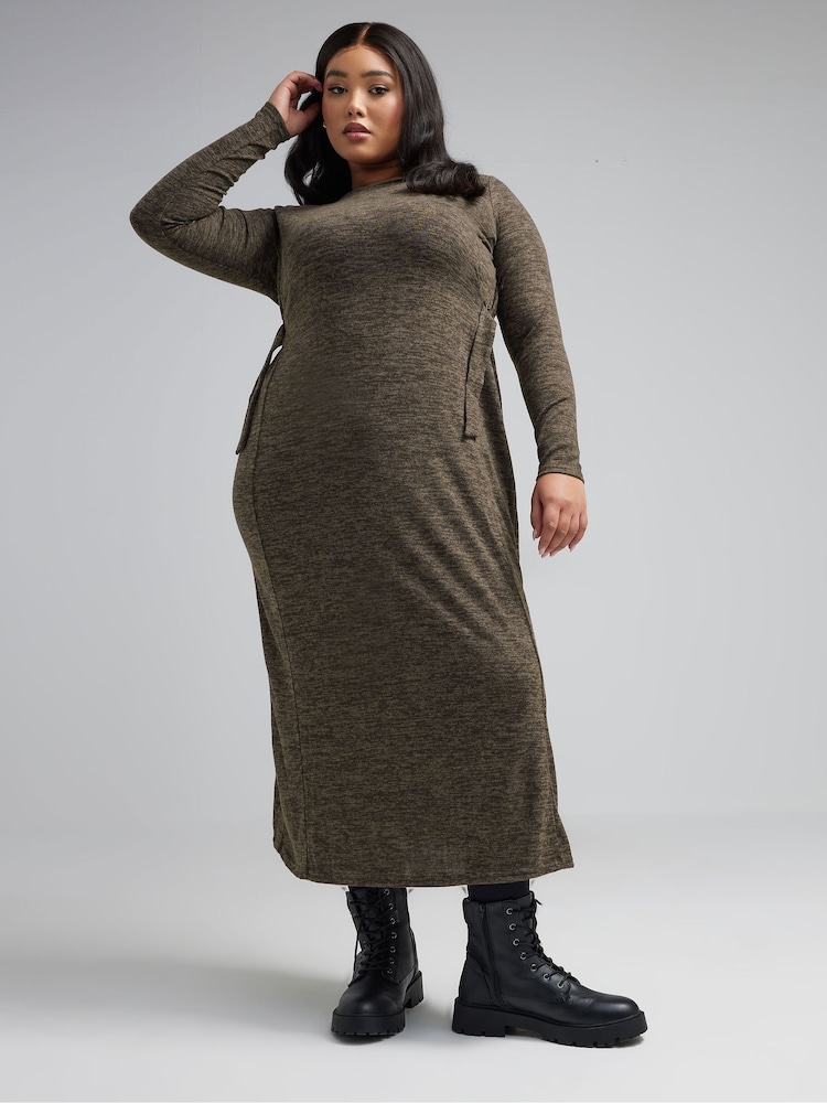 Yours Curve Brown Limited Collection Marl Maxi Dress - Image 1 of 5