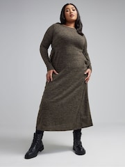 Yours Curve Brown Limited Collection Marl Maxi Dress - Image 3 of 5