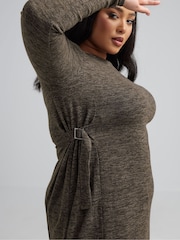 Yours Curve Brown Limited Collection Marl Maxi Dress - Image 4 of 5