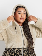 Yours Curve Brown Colour Block Leopard Print Tunic - Image 4 of 5