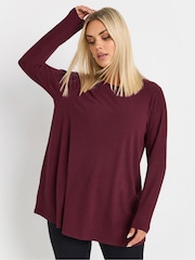 Yours Curve Burgundy Red Swing Top - Image 1 of 5