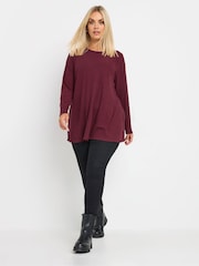 Yours Curve Burgundy Red Swing Top - Image 2 of 5