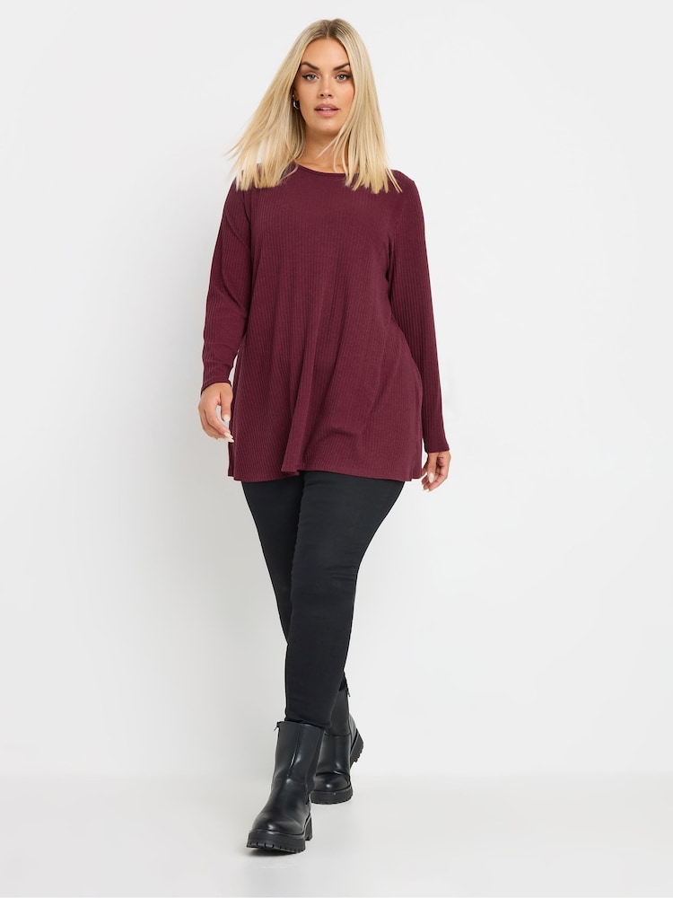 Yours Curve Burgundy Red Swing Top - Image 2 of 5