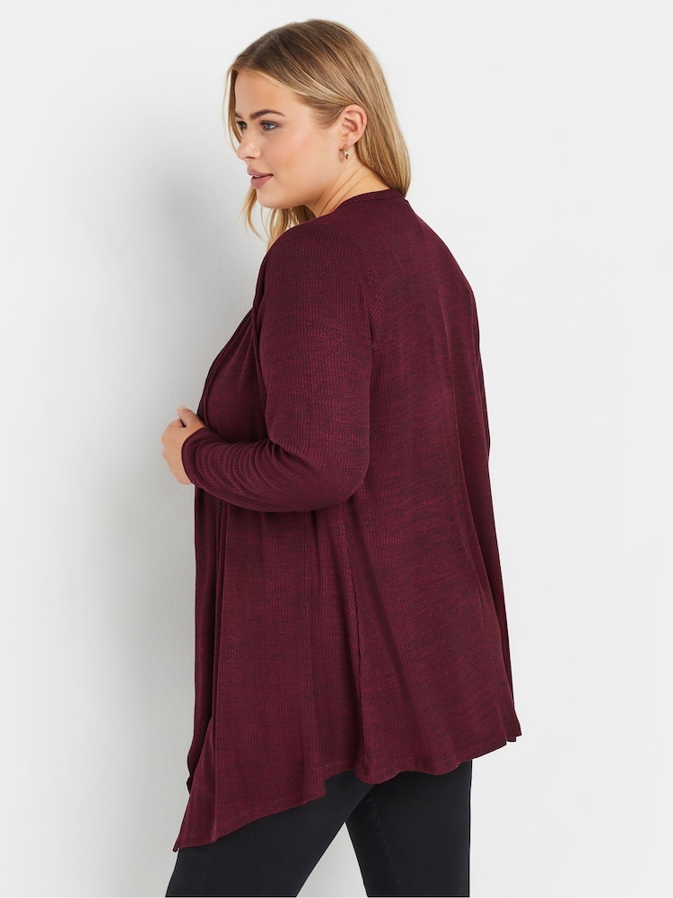 Yours Curve Red Ribbed Waterfall Soft Feel Cardigan - Image 3 of 5