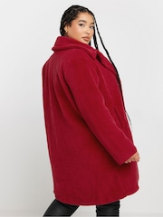 Yours Curve Red Longline Faux Fur Coat - Image 3 of 5