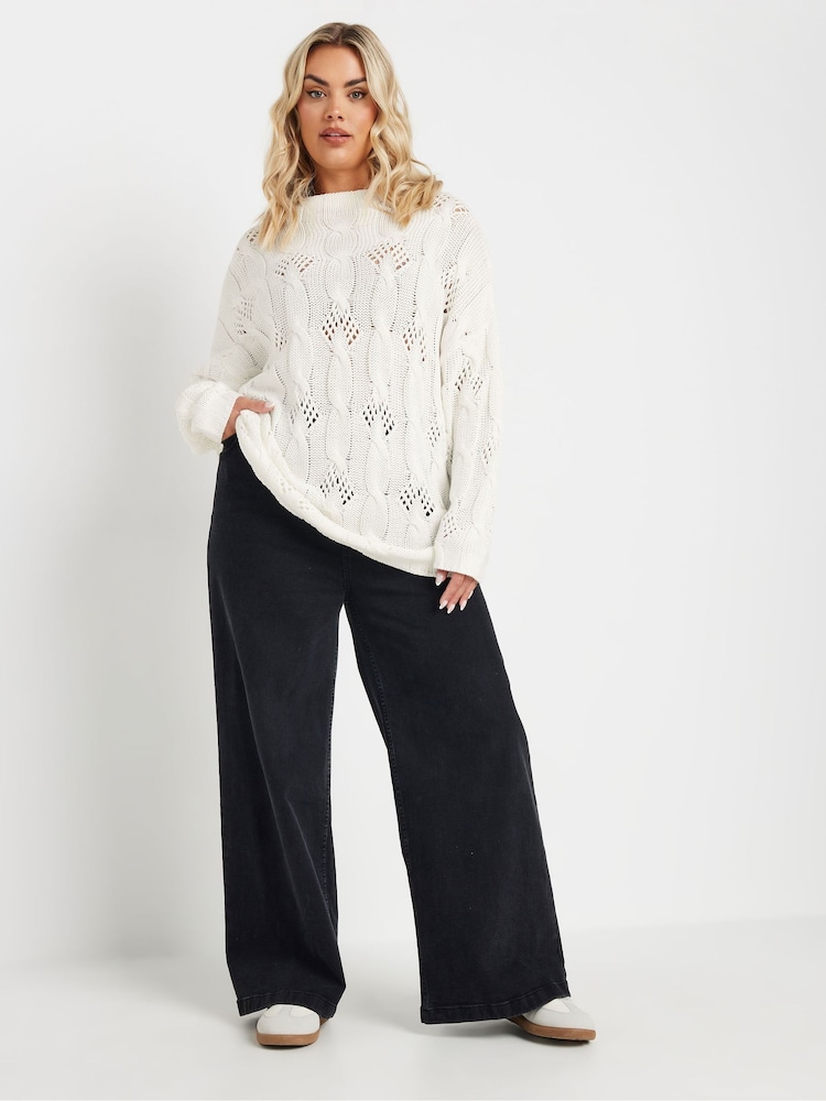 Natural - Jumper Pointelle Cable Yours Curve - Image 2 of 5