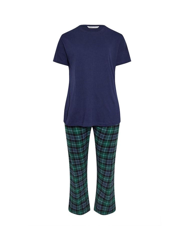 Yours Curve Pyjama-Set aus gewebtem Jersey mit kurzen Ärmeln, kariert, 100 % Baumwolle - Bild 4 von 4 Yours Curve Pyjama-Set aus gewebtem Jersey mit kurzen Ärmeln, kariert, 100 % Baumwolle - Bild 4 von 4