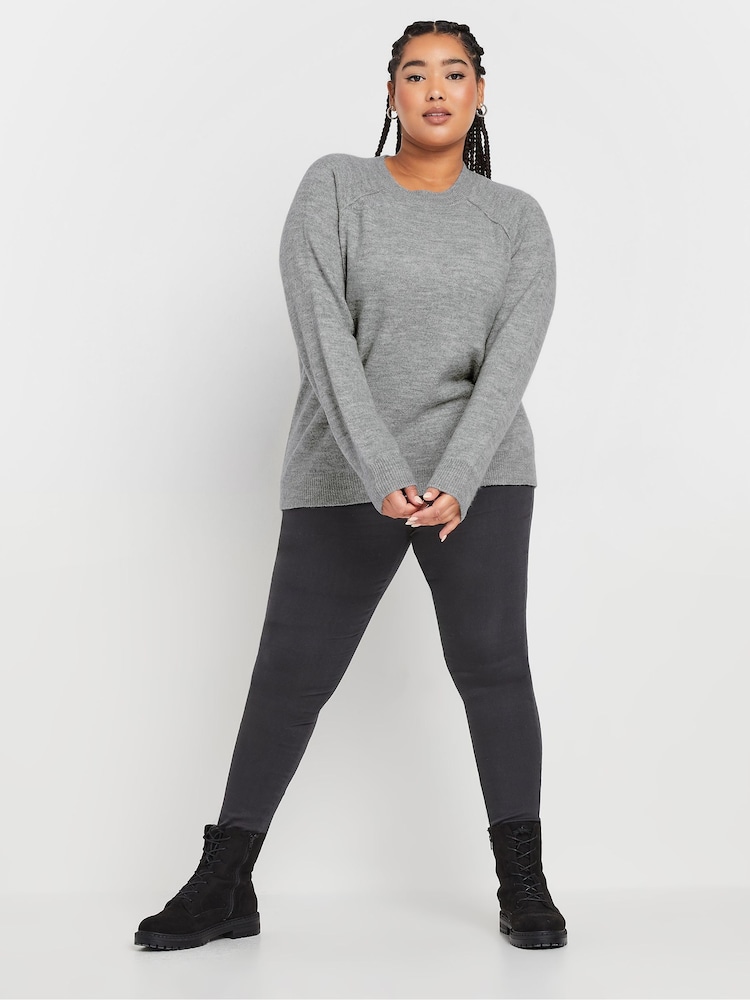 Yours Curve Grey Soft Touch Knitted Jumper - Image 2 of 5 Yours Curve Grey Soft Touch Knitted Jumper - Image 2 of 5