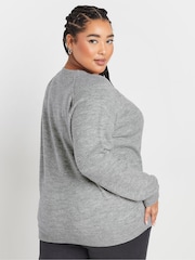 Yours Curve Grey Soft Touch Knitted Jumper - Image 3 of 5