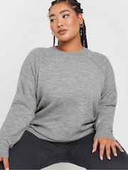Yours Curve Grey Soft Touch Knitted Jumper - Image 4 of 5