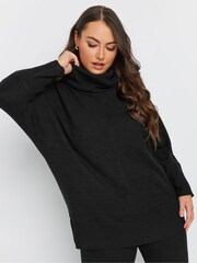 Yours Curve Black Soft Touch Turtle Neck Jumper - Image 1 of 5