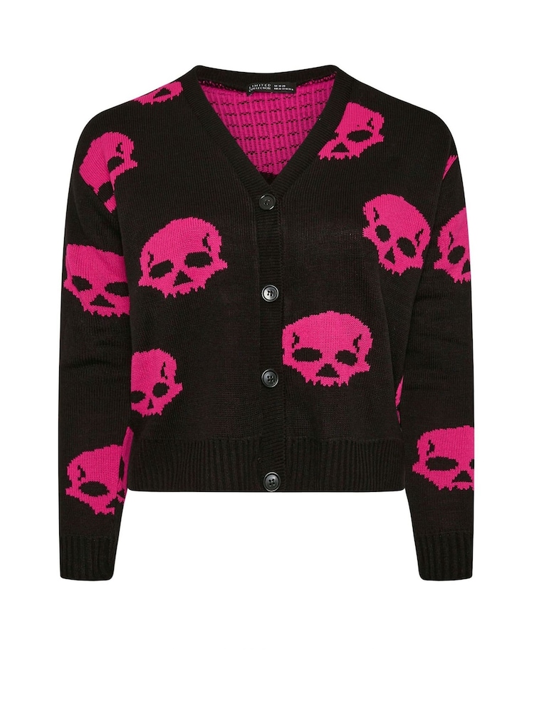 Yours Curve Black Limited Pink Skulls Cardigan - Image 5 of 5