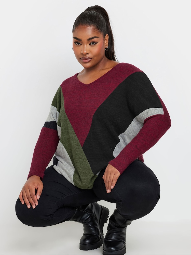 Yours Curve Red Soft Touch Sweatshirt - Image 1 of 5