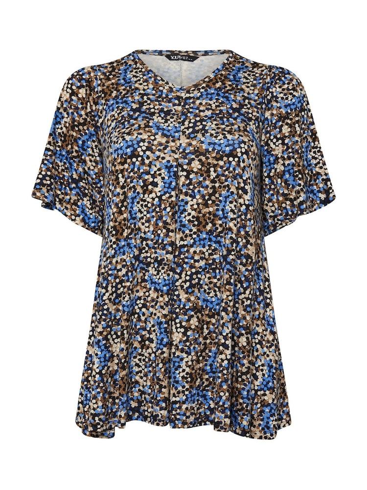 Yours Curve Blue Pleated Front Swing Top - Image 5 of 5