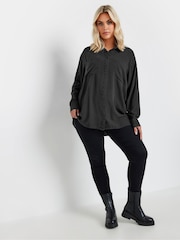 Yours Curve Grey Washed Chambray Shirt - Image 2 of 4